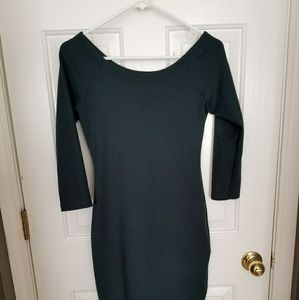 Dark green fitted Zara dress.